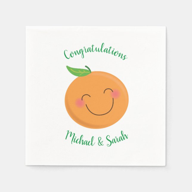 Little Cutie Tangerine Baby Shower Gender Neutral Pappersservett (Framsidan)