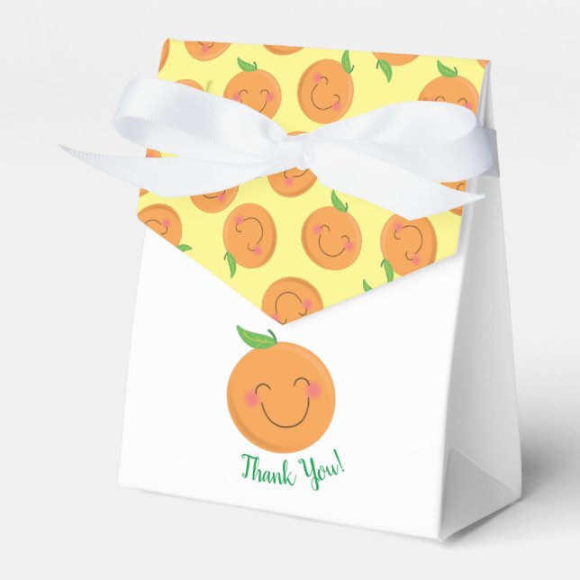 Little Cutie Tangerine Baby Shower Gender Neutral Presentaskar (Framsidan Sidan)