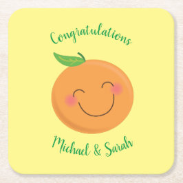 Little Cutie Tangerine Baby Shower Underlägg Papper Kvadrat