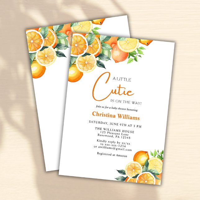 Little Cutie Watercolor Citrus Summer Baby Shower Inbjudningar (Skapare uppladdad)