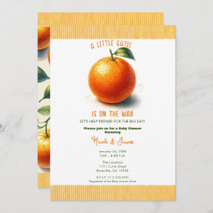 Little Cutie Watercolor Orange Baby Shower Inbjudningar