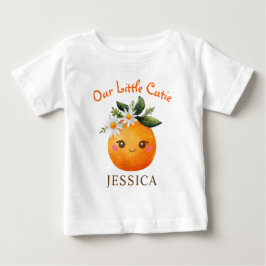 Little Cutie Watercolor Orange Fruit Baby Namn T Shirt