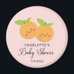 Little Cuties Baby Shower Magnet<br><div class="desc">Små kulisser är på gång med babyduschdesign med adunderbara små clementinbaserade orangar på ljus rosa bakgrund. Besök vår butik för att visa vår fina samling med små handdukar.</div>
