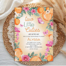 Little Cuties Orange Pink Floral Butterflies Twin