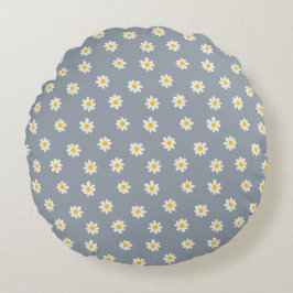 Little Daisies - dusty steel gray Rund Kudde