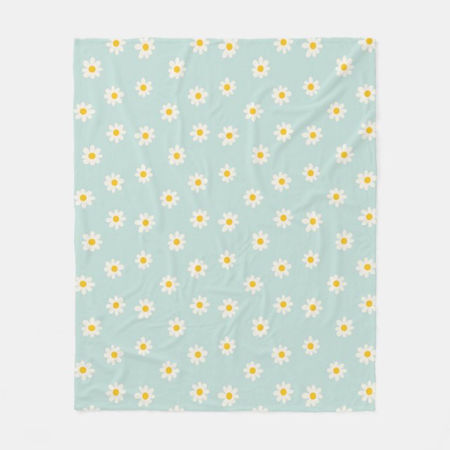 Little Daisies - soft teal Fleecefilt (Framsidan)