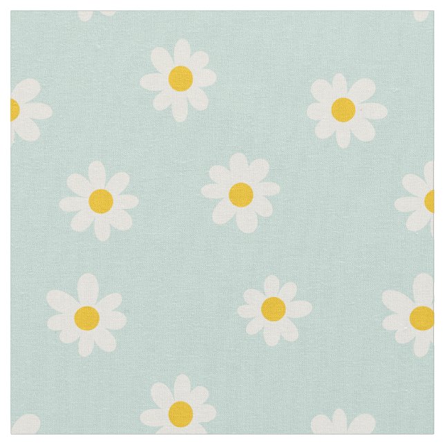 Little Daisies / soft teal  Tyg (Närbild)