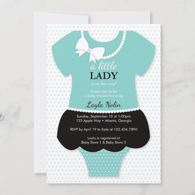 Little Dam Baby Shower-inbjudan, Blue, Pearls Inbjudningar (Framsida)