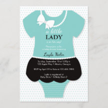 Little Dam Baby Shower-inbjudan, Blue, Pearls