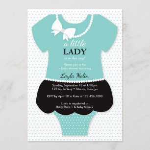 Little Dam Baby Shower-inbjudan, Blue, Pearls Inbjudningar