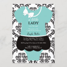 Little Dam Baby Shower-inbjudan, Blue, Pearls