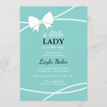 Little Dam Baby Shower-inbjudan, Blue, Pearls