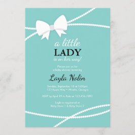 Little Dam Baby Shower-inbjudan, Blue, Pearls Inbjudningar