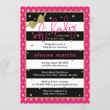 Little Dam Baby Shower-inbjudan, Faux Guld