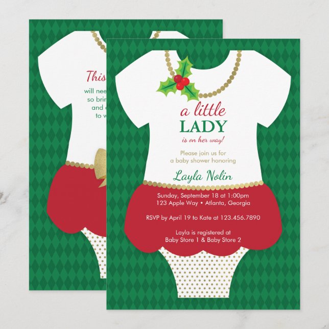 Little Dam Baby Shower-inbjudan, jul Inbjudningar (Fram/baksida)