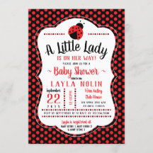 Little Dam Baby Shower-inbjudan, Ladybug