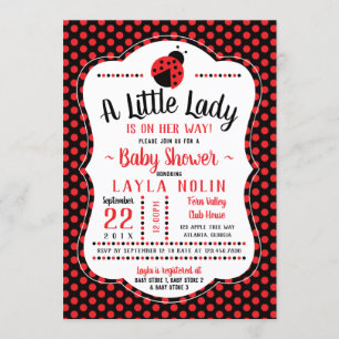 Little Dam Baby Shower-inbjudan, Ladybug Inbjudningar