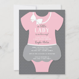 Little Dam Baby Shower-inbjudan, Rosa, Grått Inbjudningar