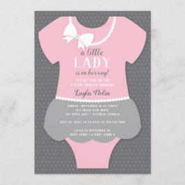 Little Dam Baby Shower-inbjudan, Rosa, Grått Inbjudningar
