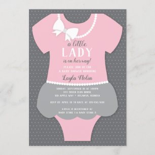 Little Dam Baby Shower-inbjudan, Rosa, Grått Inbjudningar
