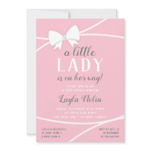 Little Dam Baby Shower-inbjudan, Rosa, Grått