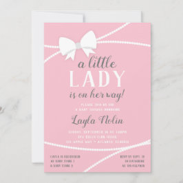 Little Dam Baby Shower-inbjudan, Rosa, Grått Inbjudningar