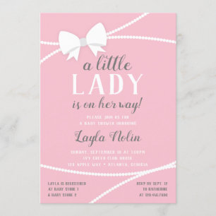Little Dam Baby Shower-inbjudan, Rosa, Grått Inbjudningar