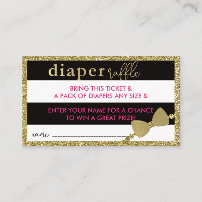 Little Dam Diaper Raffle Biljett Faux Glitter/Foil Tilläggskort (Framsida)