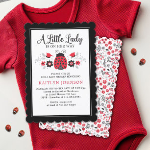 Little Dam Ladybug Baby Shower Inbjudningar