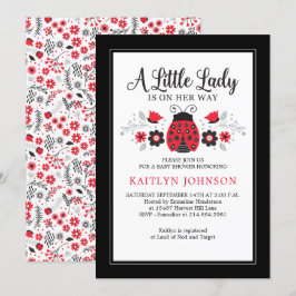 Little Dam Ladybug Blommigt Girl Baby Shower Inbjudningar