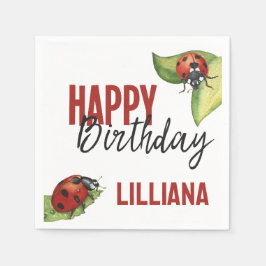 Little Dam Ladybug Födelsedagsfest, vilken ålder s Pappersservett