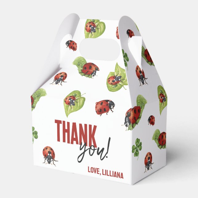 Little Dam Ladybug Födelsedagsfest, vilken ålder s Presentaskar (Framsidan Sidan)