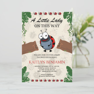 Little Dam Ladybug Girl Baby Shower-inbjudan Inbjudningar