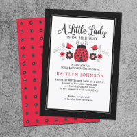 Little Dam Ladybug Girl Baby Shower-inbjudan