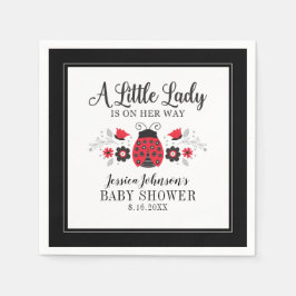 Little Dam Ladybug Girl Baby Shower-inbjudan Pappersservett