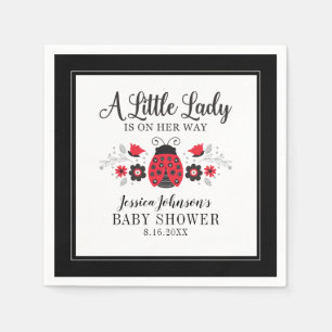 Little Dam Ladybug Girl Baby Shower-inbjudan Pappersservett