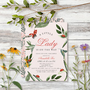Little Dam Ladybug & Lövs Girl Baby Shower Inbjudningar