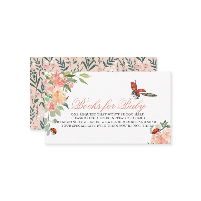 Little Dam Ladybug Ro Baby Shower Bok Request Tilläggskort (Fram/Back In Situ)