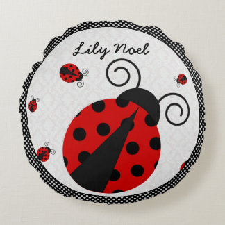 Little Dam Ladybug Round Pillow Rund Kudde