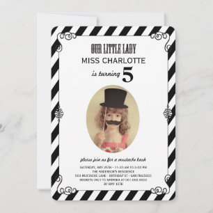 Little Dam Mustache Bash Birthday Photo Inbjudan