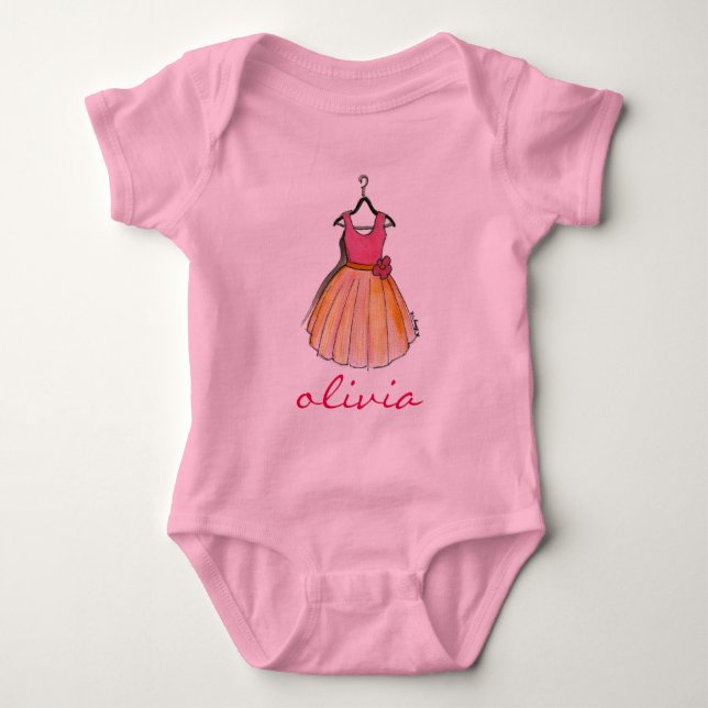 Little Dam Personlig Rosa Söt Party Dress Tee (Framsida)