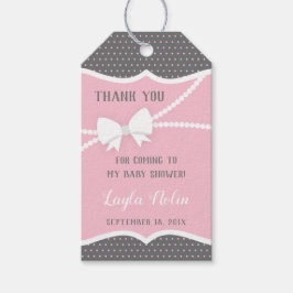 Little Dam Tack Märkre, Favor, Rosa, Grått Presentetikett