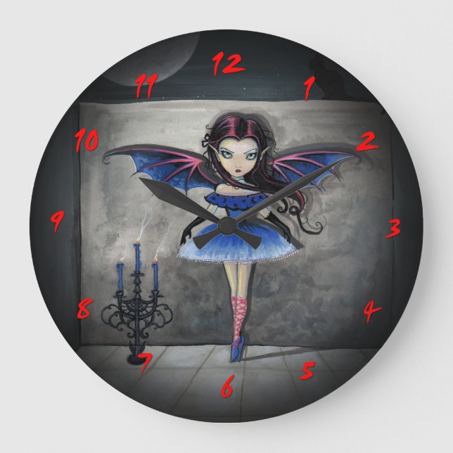 Little Dancer Vampire Gothic Art Clock Stor Klocka (Framsida)