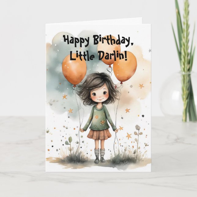 LITTLE DARLIN BIRTHDAY CARD TACK KORT (Framsida)