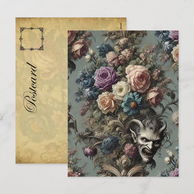 Little Demons Dare to Dream - Gothic Victorian Helg Vykort (Fram/baksida)