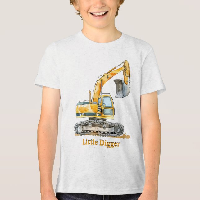 Little Digger Construction Maskin T Shirt (Framsida)