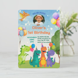 Little Dino 1st Birthday Invitation Inbjudningar