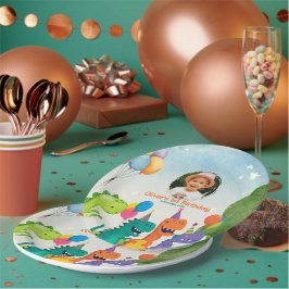 Little Dino 1st Birthday Paper Plate