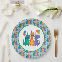 Little Dino 1st Birthday Paper Plate