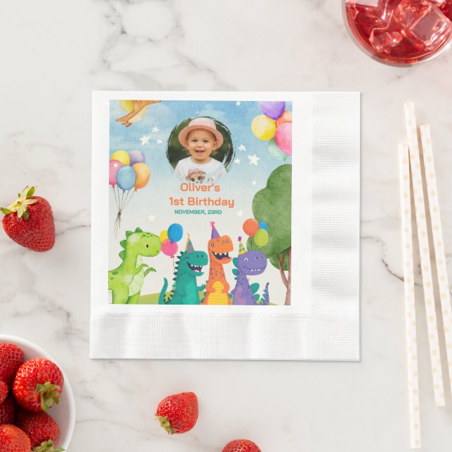 Little Dino 1st Birthday Pappersservett (Insitu)